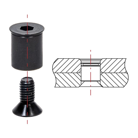 Bündig zu montierende Verbindungsbolzen, passend für 16-mm-Bohrungen