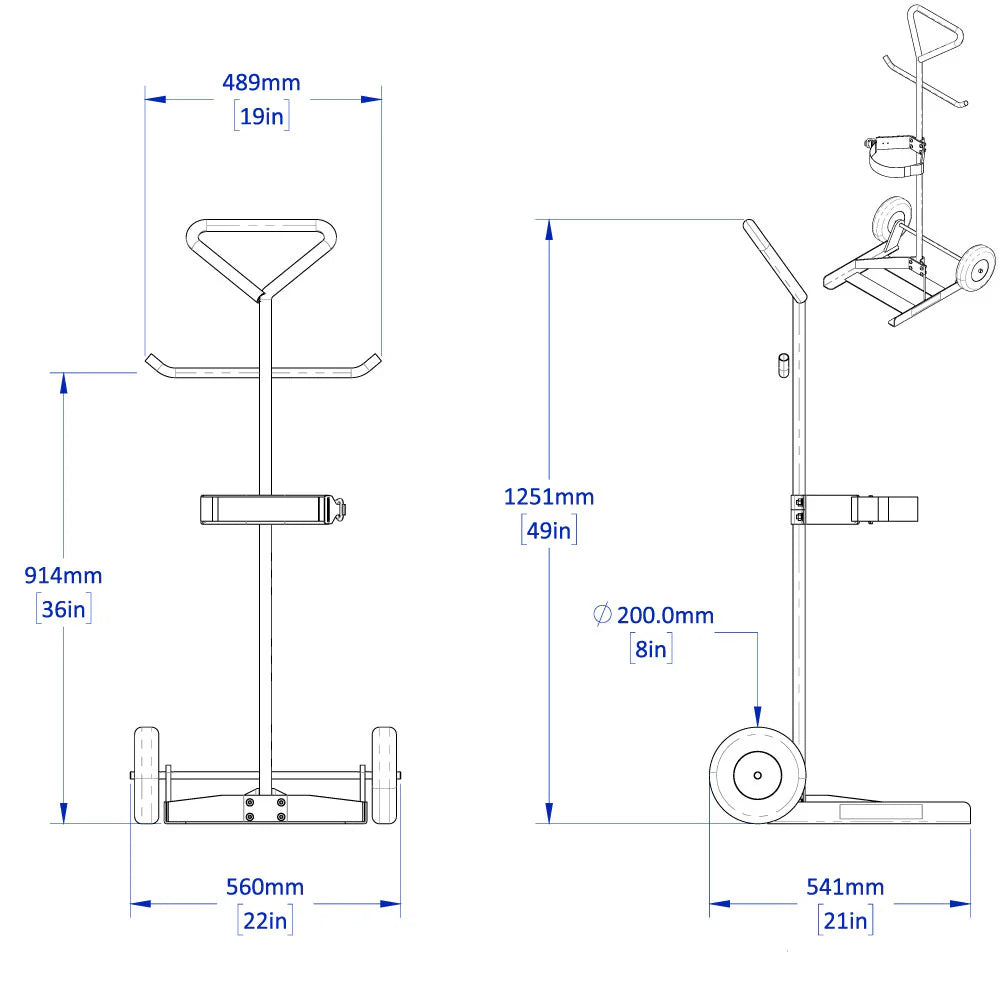 Gas Cylinder Dolly with Tool Trays, 150 kg Load Capacity