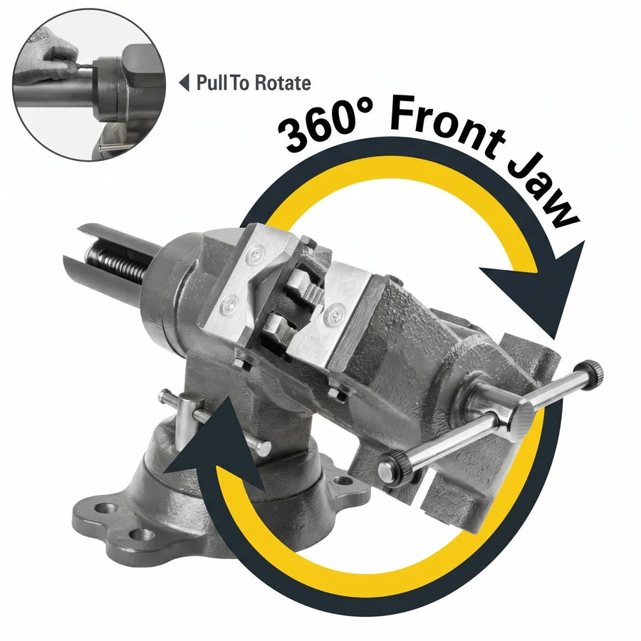 Vise with 360° Rotating Jaw & Base, 16 mm Mounting