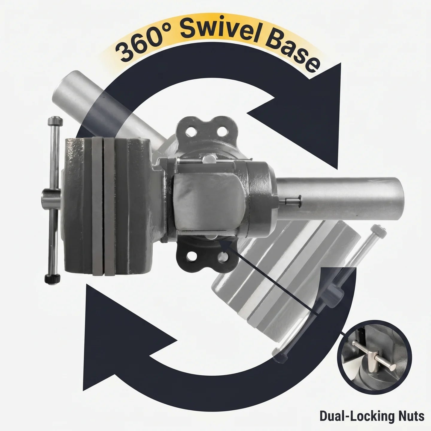 Vise with 360° Rotating Jaw & Base, 16 mm Mounting