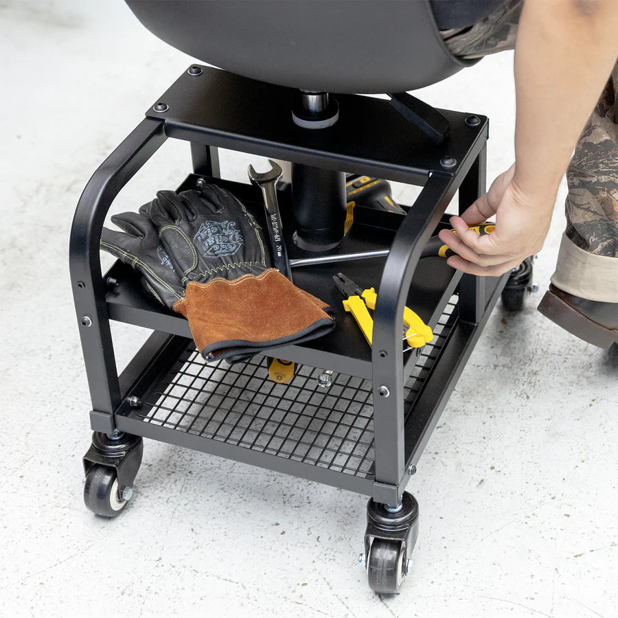 Cushioned Work Rover Stool, Four Wheels