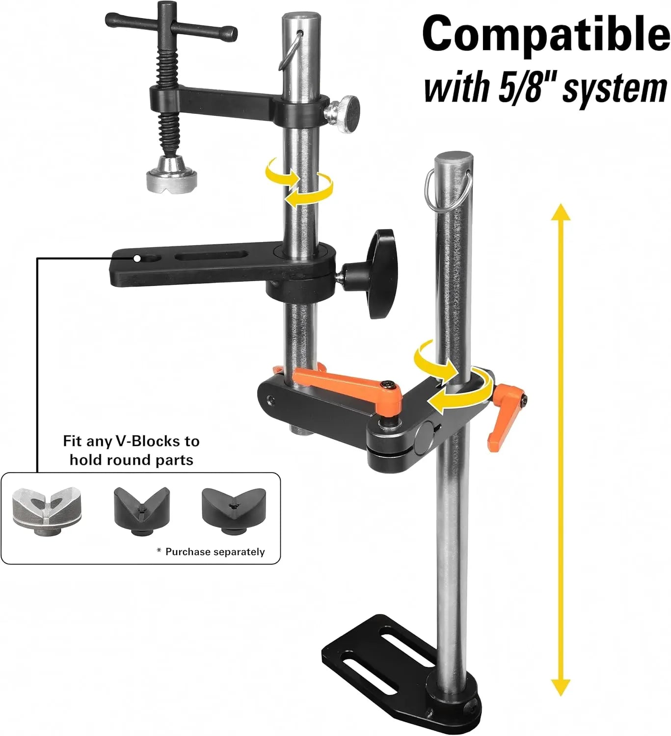 Precision Positioning Clamp 500 mm, Height / Angle Adjustable