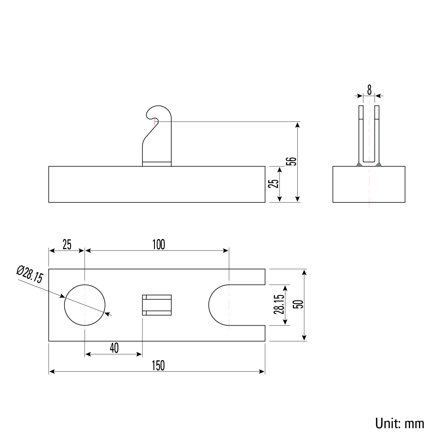 Table Mount Base Kit, Fit 28 mm Holes