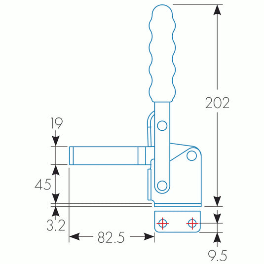 Vertical Toggle Clamp w/ Adapter, Alpha 28